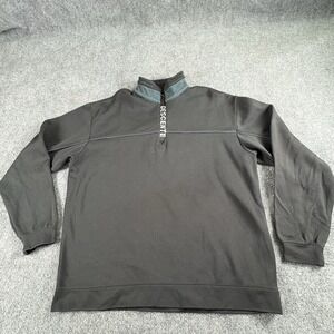 Descente Pullover Men L‎ Black 1/4 Zip Sportswear Athleisure Grunge Paint Splat